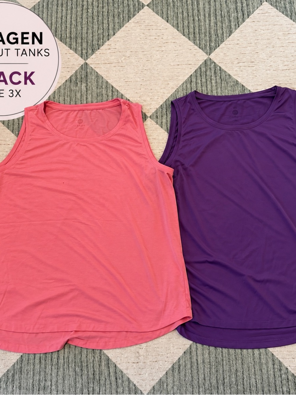Lalagen Coral Pink & Purple Racerback Tank Tops - Pack of 2